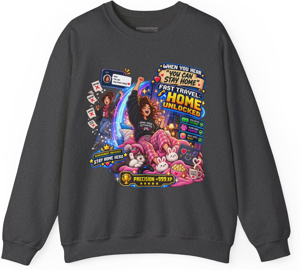 Quarantine Vibe - Crewneck Sweatshirt in Dark Heather, front view