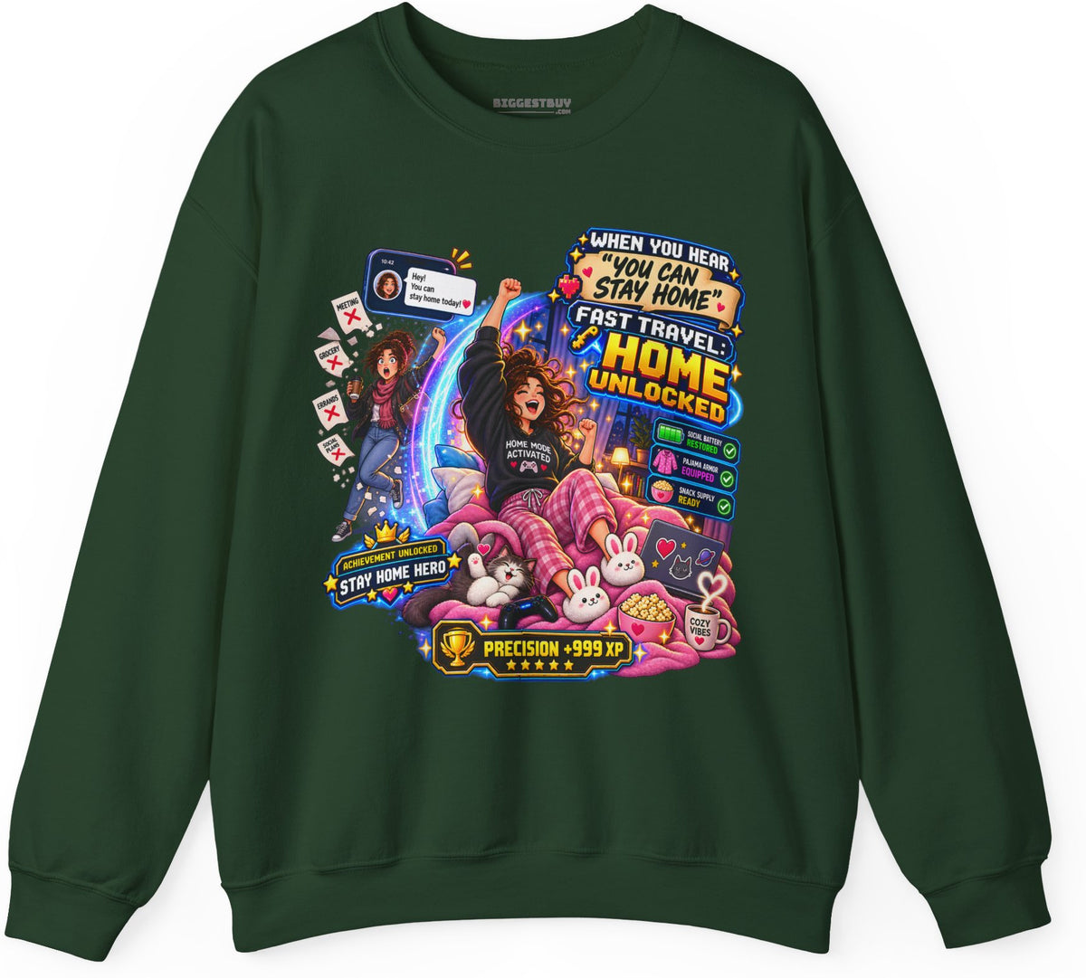Quarantine Vibe - Crewneck Sweatshirt in Forest Green, front view