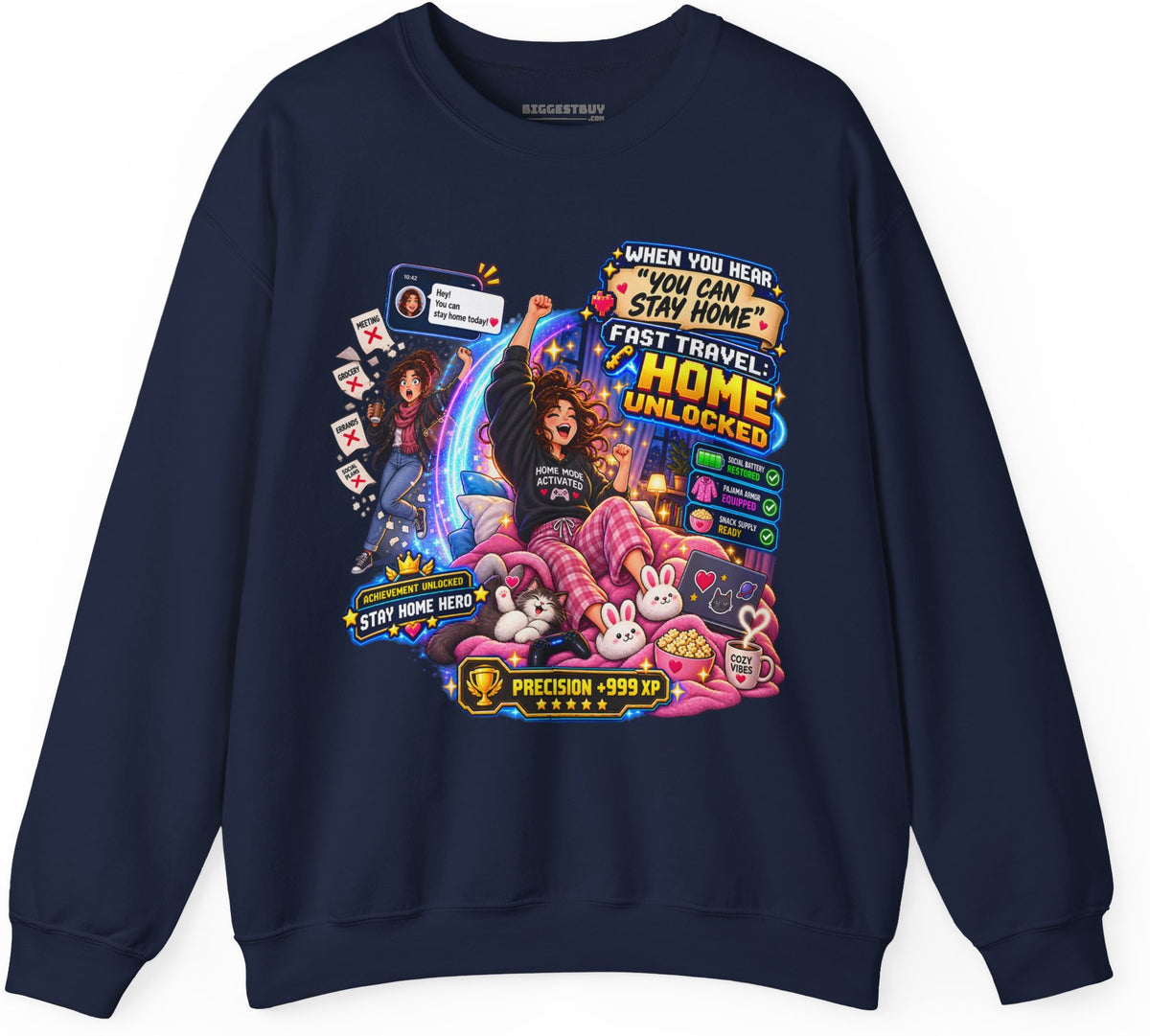Quarantine Vibe - Crewneck Sweatshirt in Navy, front view