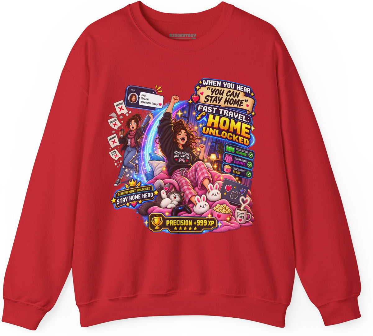Quarantine Vibe - Crewneck Sweatshirt in Red, front view