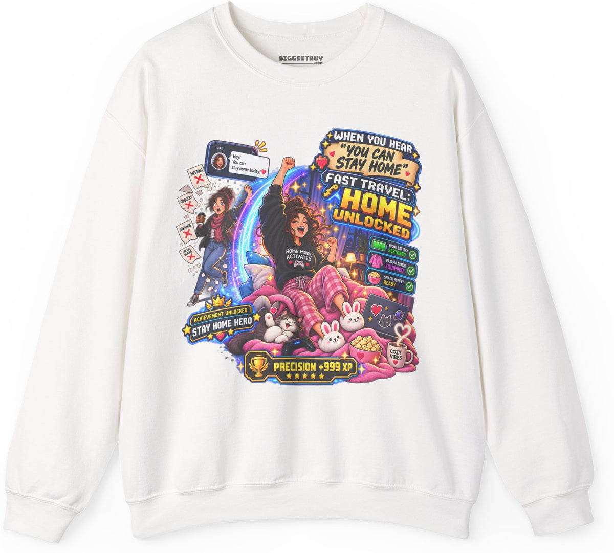 Quarantine Vibe - Crewneck Sweatshirt in White, front view