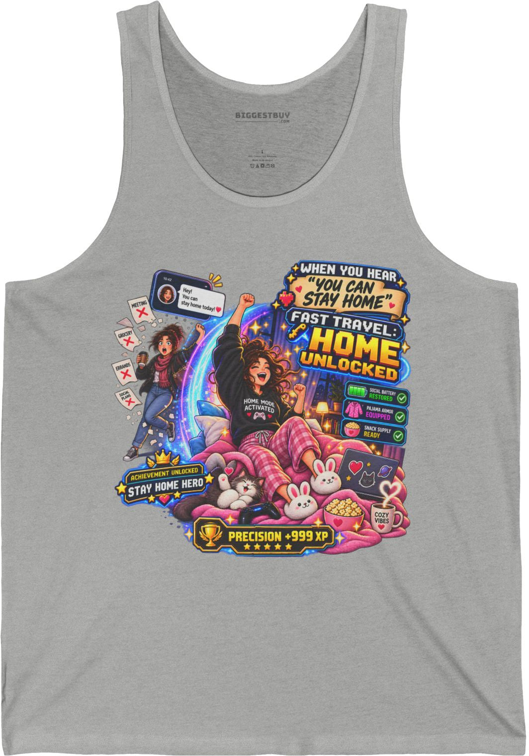 Quarantine Vibe - Jersey Tank Top in Athletic Heather, front view