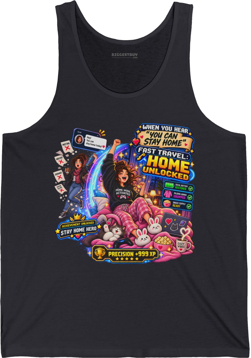 Quarantine Vibe - Jersey Tank Top in Dark Grey, front view
