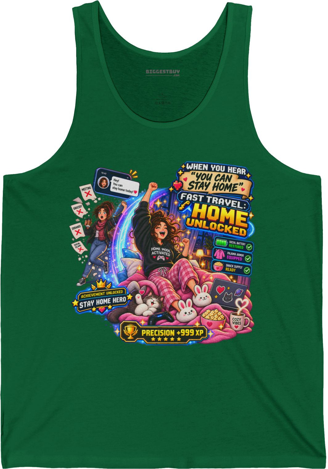 Quarantine Vibe - Jersey Tank Top in Kelly, front view