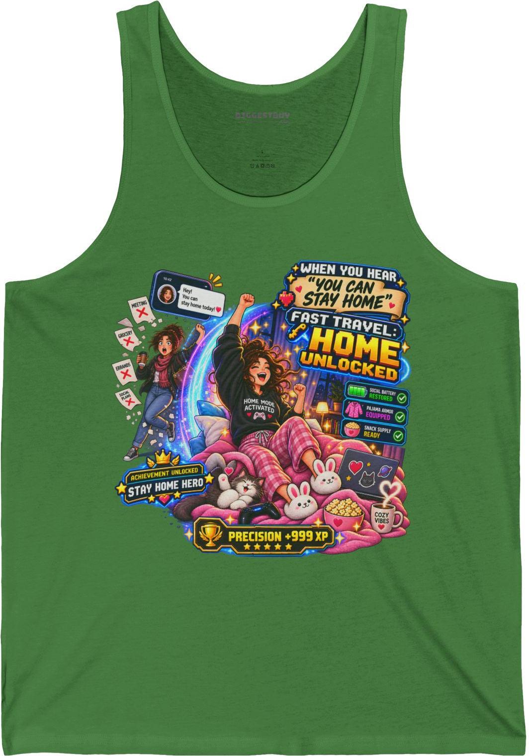 Quarantine Vibe - Jersey Tank Top in Leaf, front view