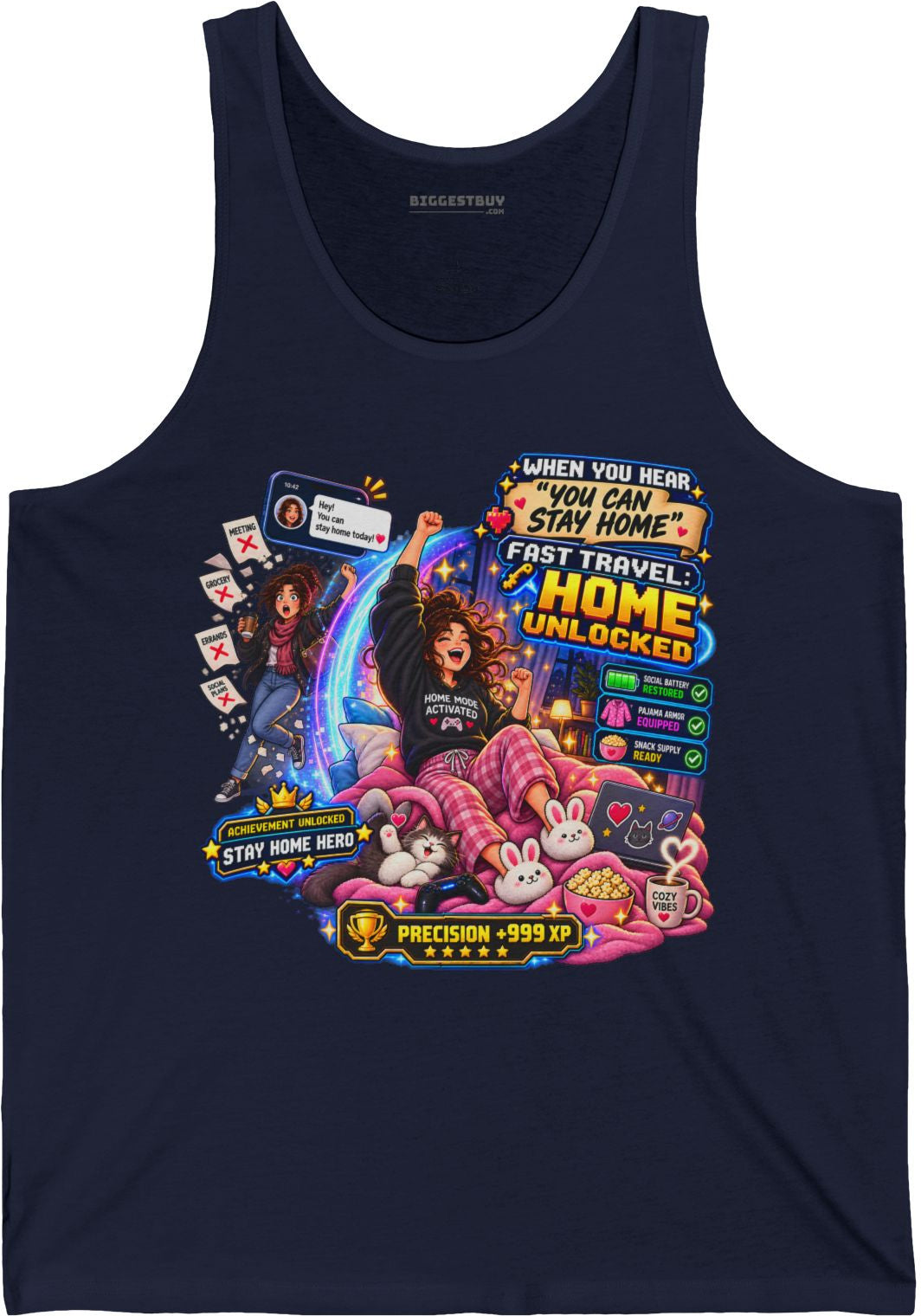 Quarantine Vibe - Jersey Tank Top in Navy, front view