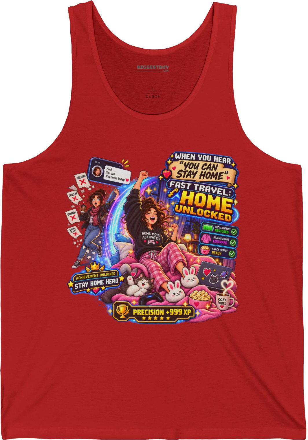 Quarantine Vibe - Jersey Tank Top in Red, front view