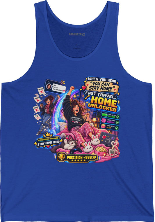 Quarantine Vibe - Jersey Tank Top in True Royal, front view