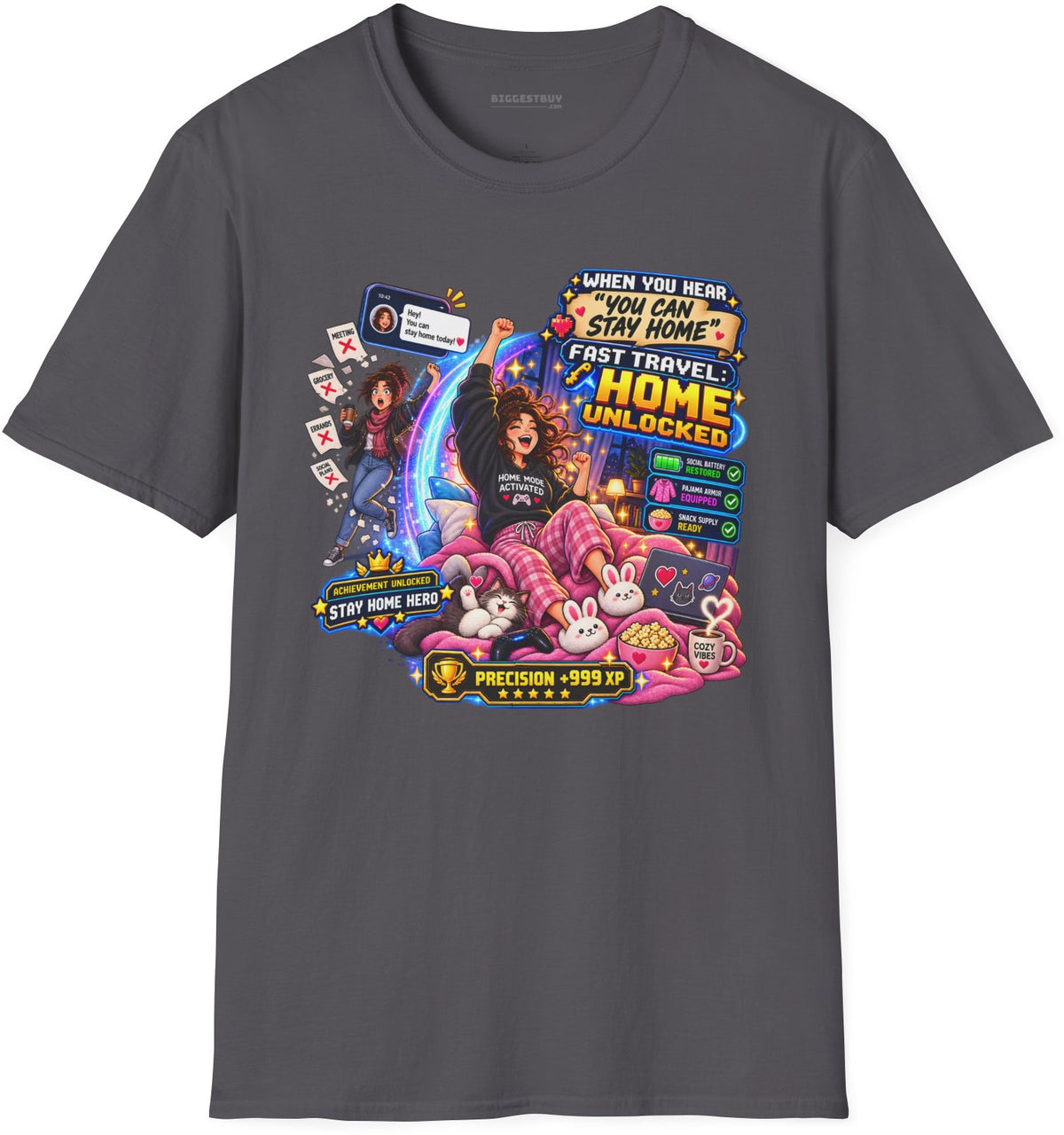 Quarantine Vibe - Softstyle T-Shirt in Charcoal, front view