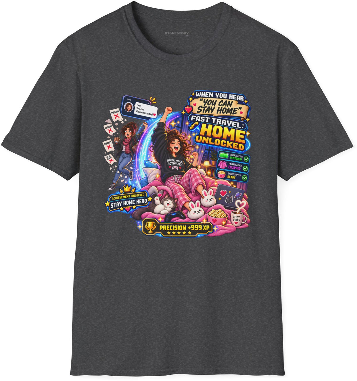 Quarantine Vibe - Softstyle T-Shirt in Dark Heather, front view