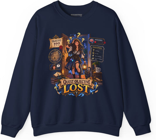 Quest Lost - Crewneck Sweatshirt in Navy, front view