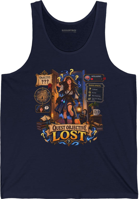 Quest Lost - Jersey Tank Top in Navy, front view
