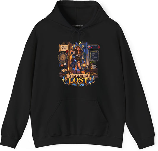 Quest Lost - Pullover Hoodie in Black, front view