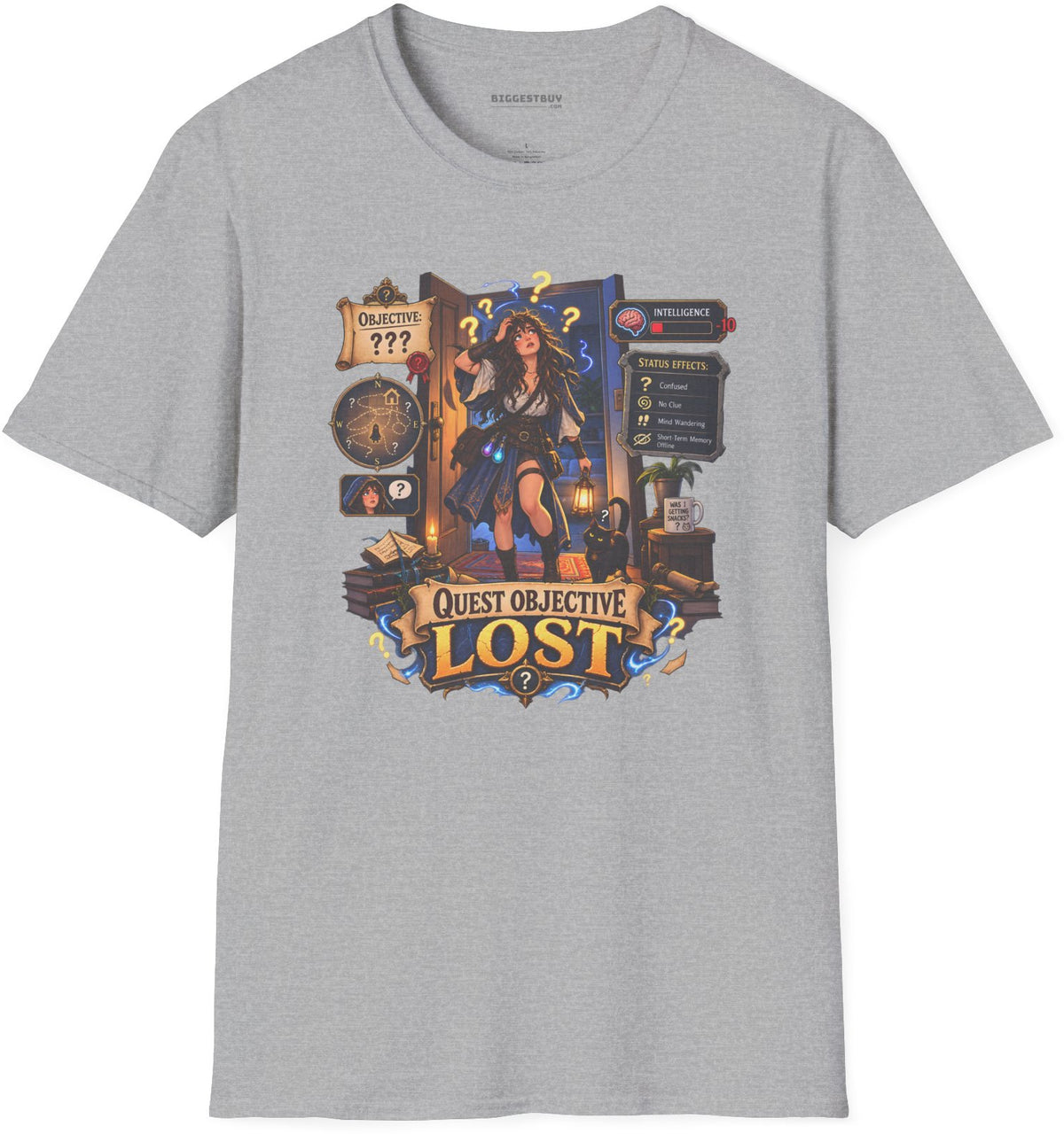 Quest Lost - Softstyle T-Shirt in Sport Grey, front view