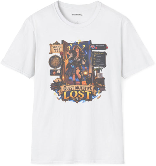 Quest Lost - Softstyle T-Shirt in White, front view