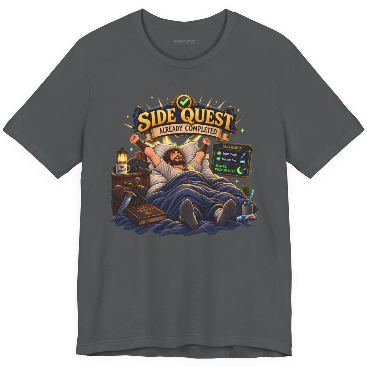 Quest Slumber - Classic Jersey Tee in Asphalt, front view