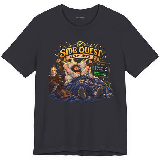 Quest Slumber - Classic Jersey Tee in Dark Grey, front view