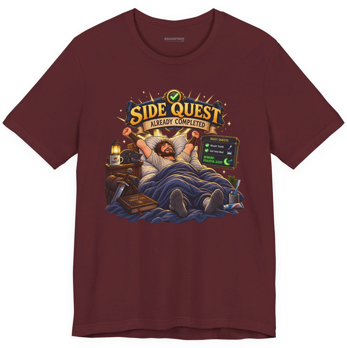 Quest Slumber - Classic Jersey Tee in Maroon, front view