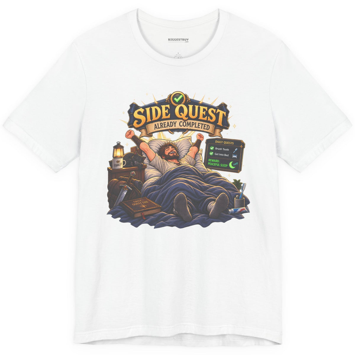 Quest Slumber - Classic Jersey Tee in White, front view