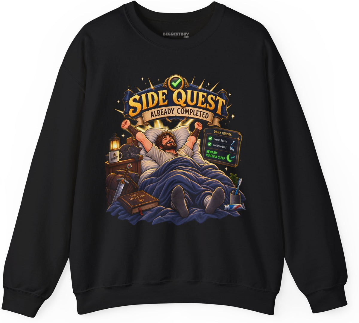 Quest Slumber - Crewneck Sweatshirt in Black, front view