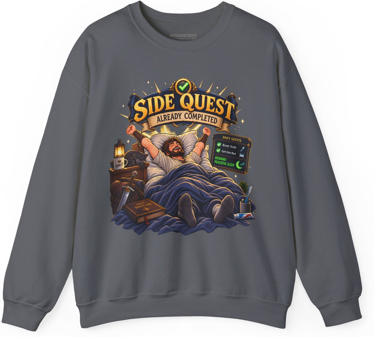 Quest Slumber - Crewneck Sweatshirt in Charcoal, front view