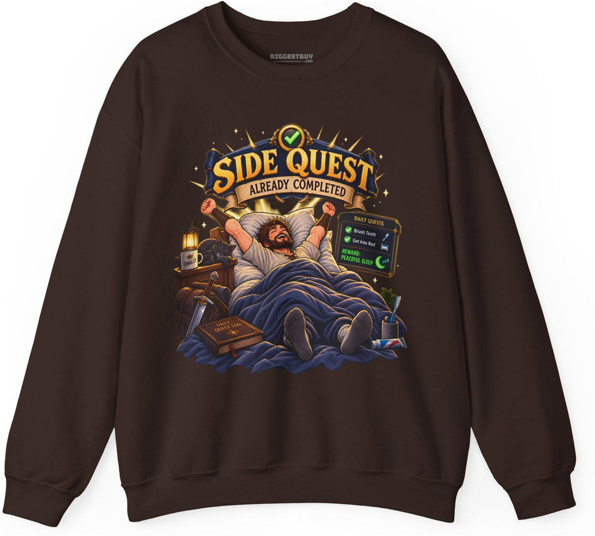 Quest Slumber - Crewneck Sweatshirt in Dark Chocolate, front view