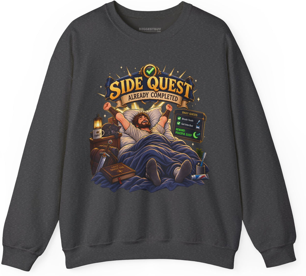 Quest Slumber - Crewneck Sweatshirt in Dark Heather, front view
