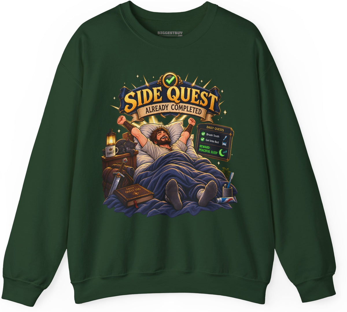 Quest Slumber - Crewneck Sweatshirt in Forest Green, front view