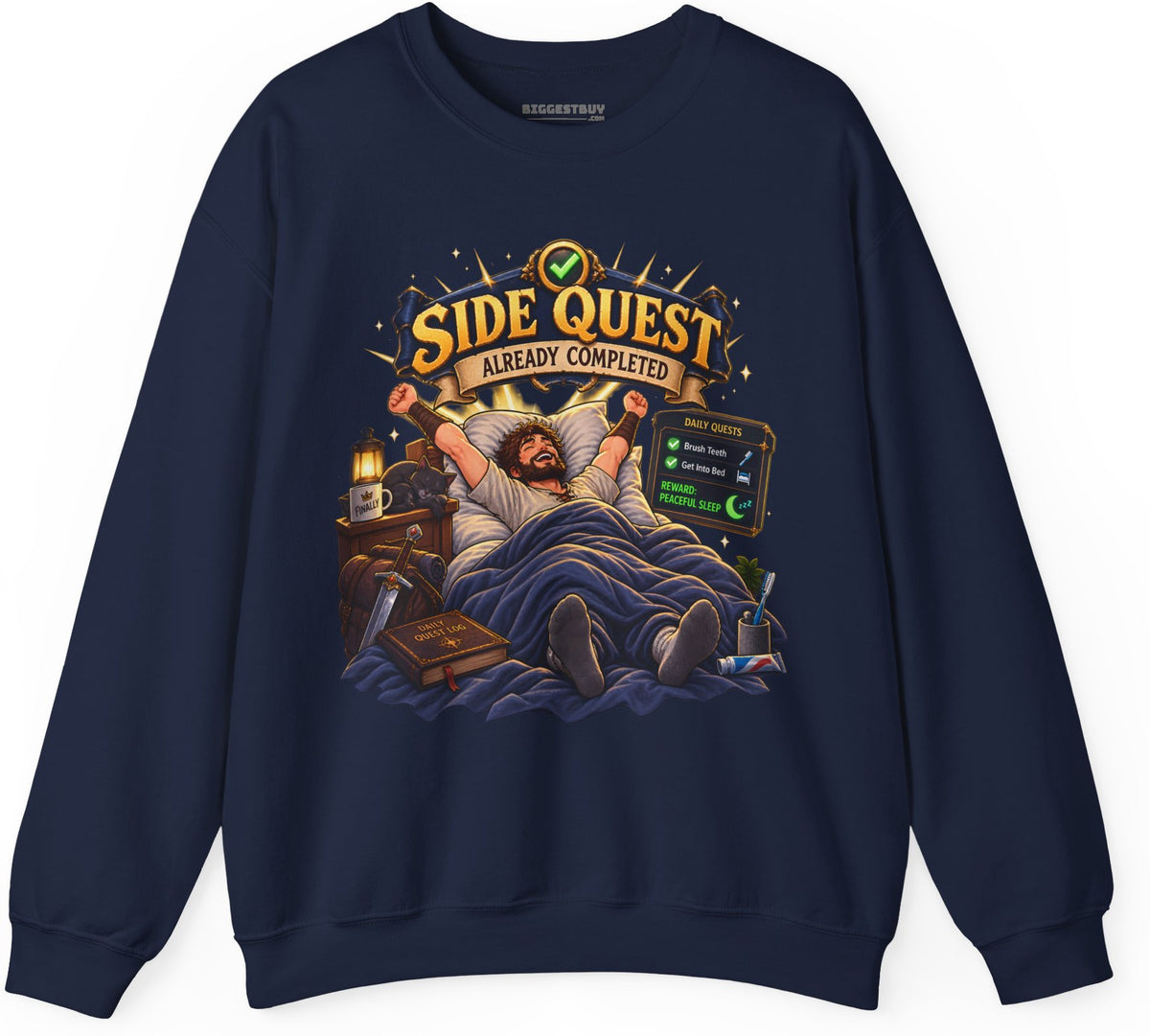Quest Slumber - Crewneck Sweatshirt in Navy, front view