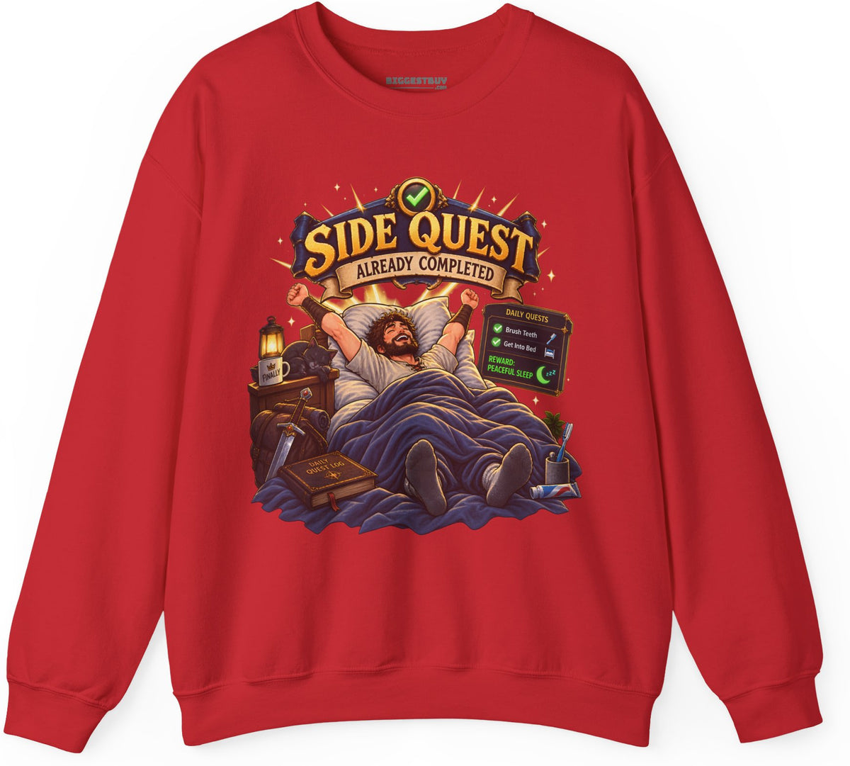 Quest Slumber - Crewneck Sweatshirt in Red, front view