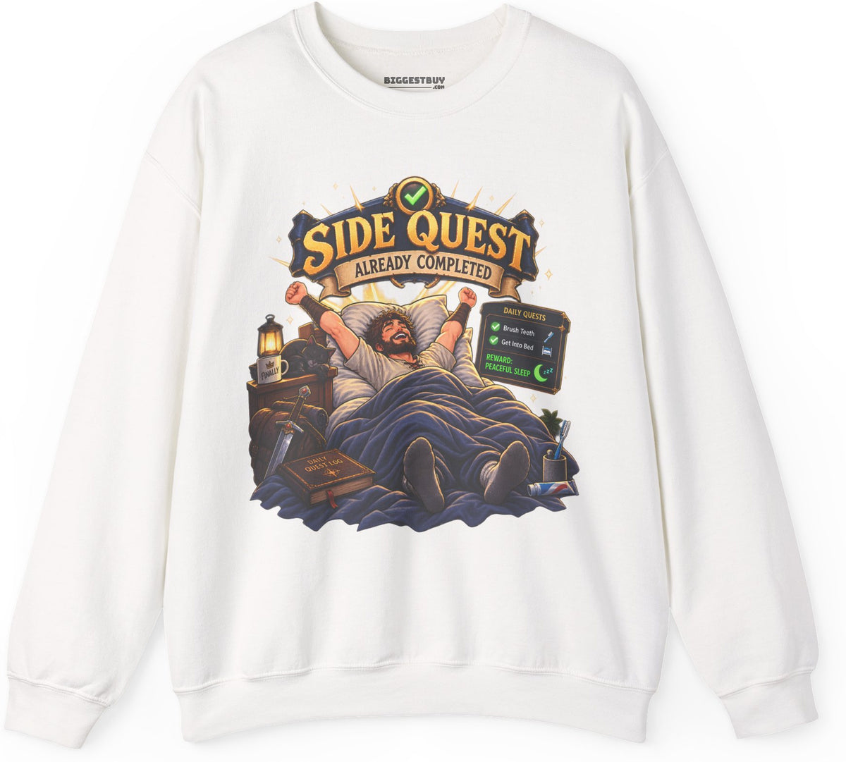 Quest Slumber - Crewneck Sweatshirt in White, front view