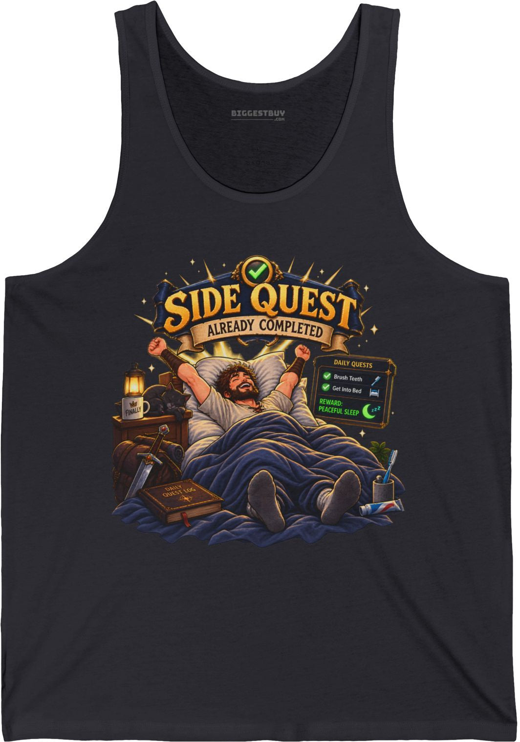Quest Slumber - Jersey Tank Top in Dark Grey, front view