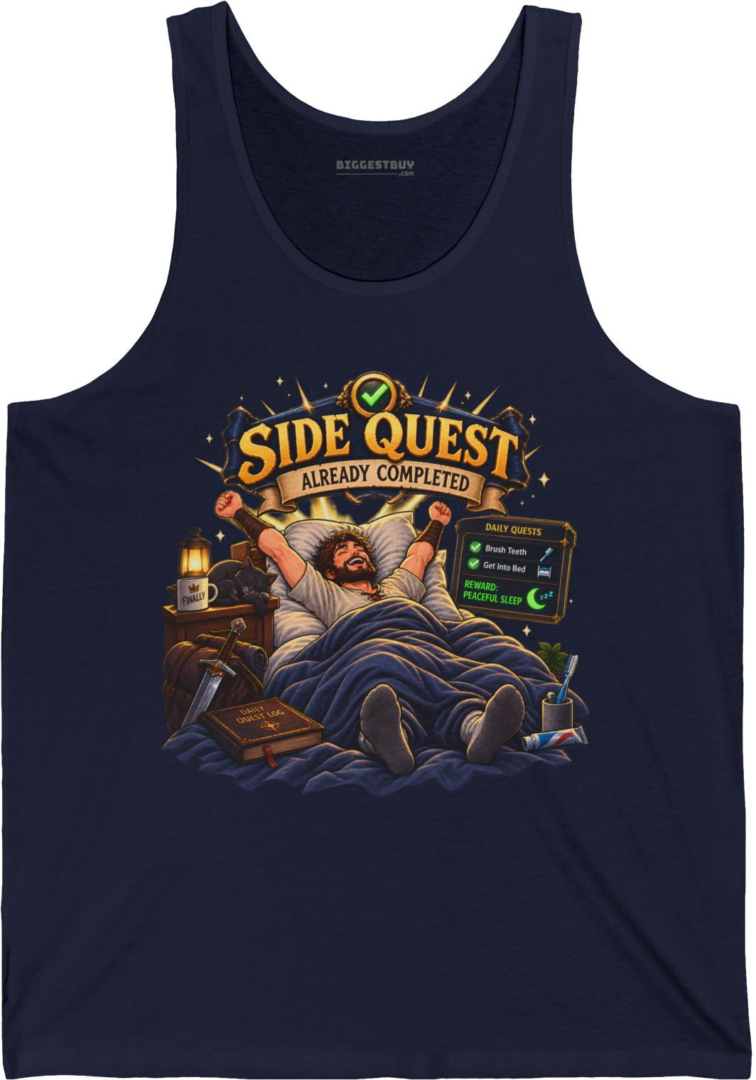 Quest Slumber - Jersey Tank Top in Navy, front view