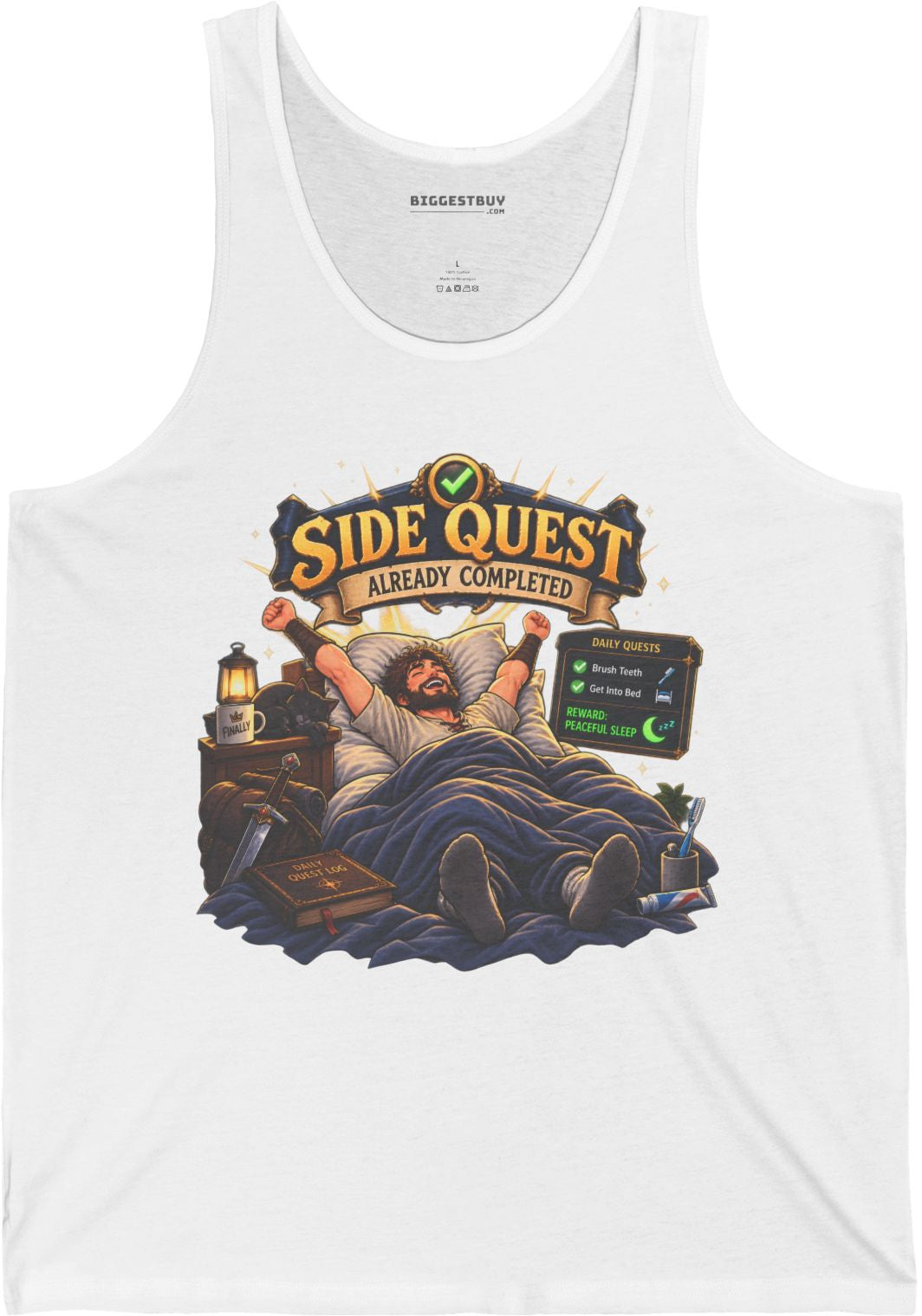 Quest Slumber - Jersey Tank Top in White, front view