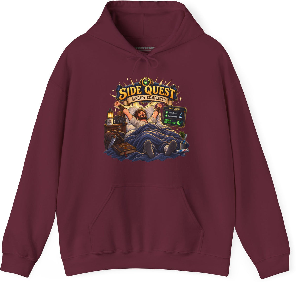Quest Slumber - Pullover Hoodie in Maroon, front view