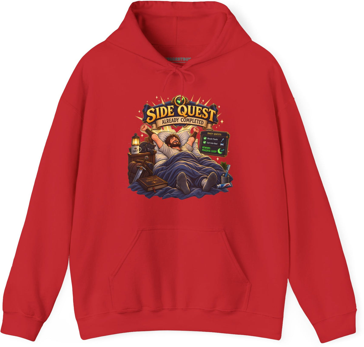 Quest Slumber - Pullover Hoodie in Red, front view