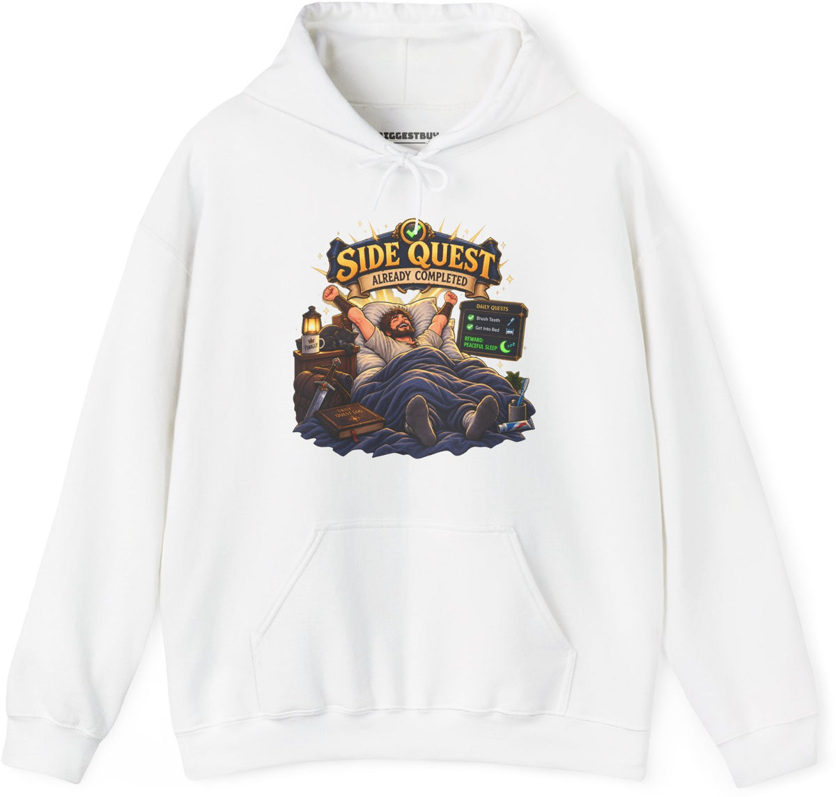 Quest Slumber - Pullover Hoodie in White, front view