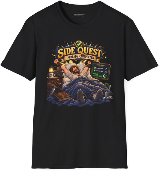 Quest Slumber - Softstyle T-Shirt in Black, front view