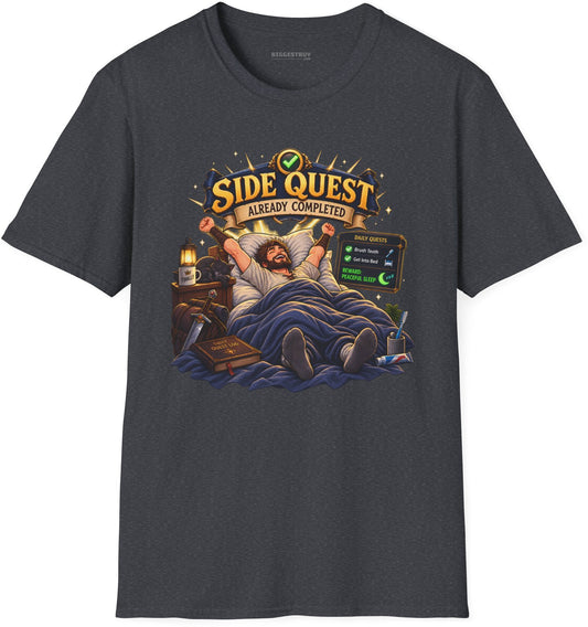 Quest Slumber - Softstyle T-Shirt in Dark Heather Grey, front view