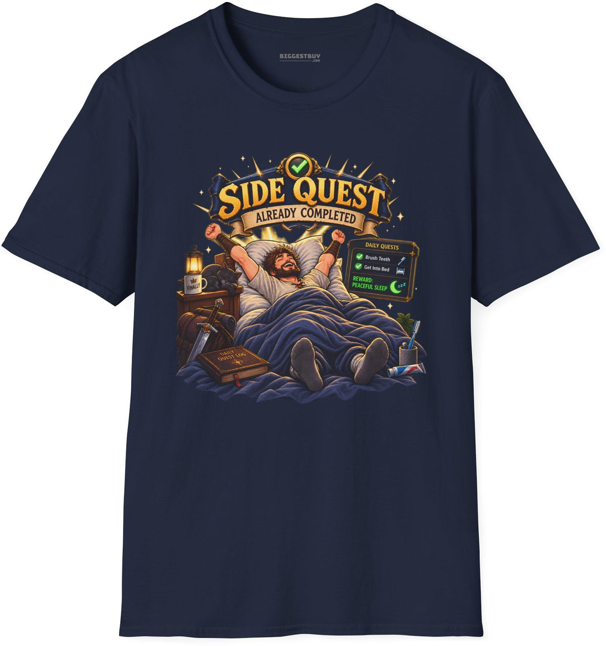 Quest Slumber - Softstyle T-Shirt in Navy, front view