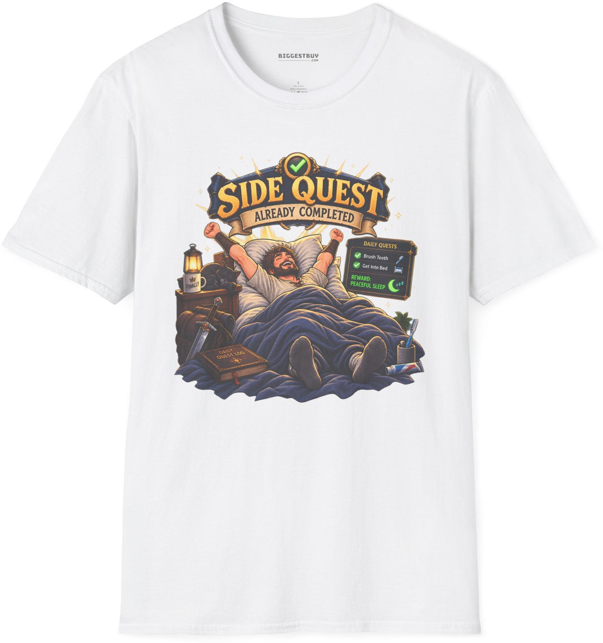 Quest Slumber - Softstyle T-Shirt in White, front view