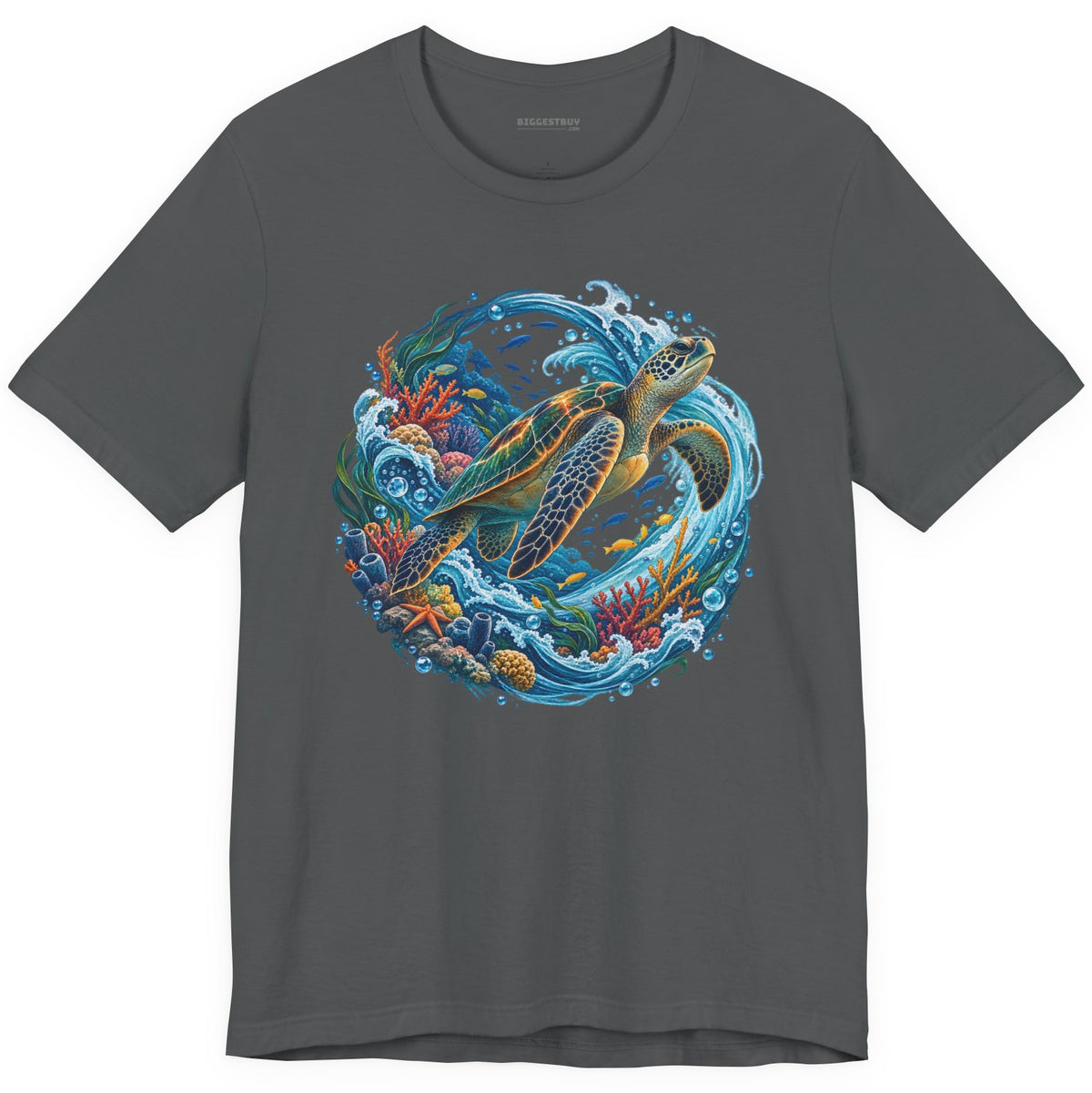 Sea Serenade - Classic Jersey Tee in Asphalt, front view