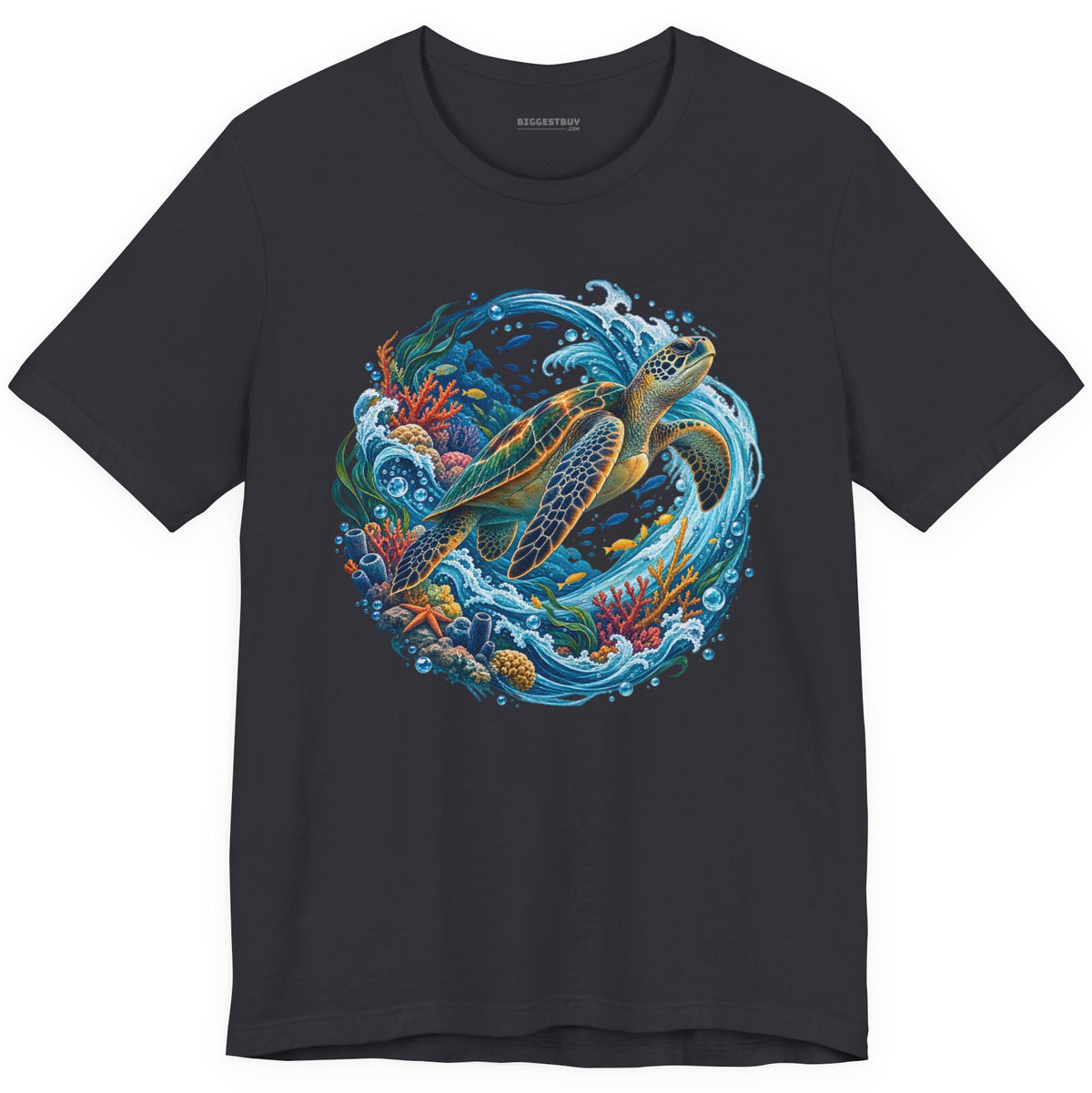 Sea Serenade - Classic Jersey Tee in Dark Grey, front view