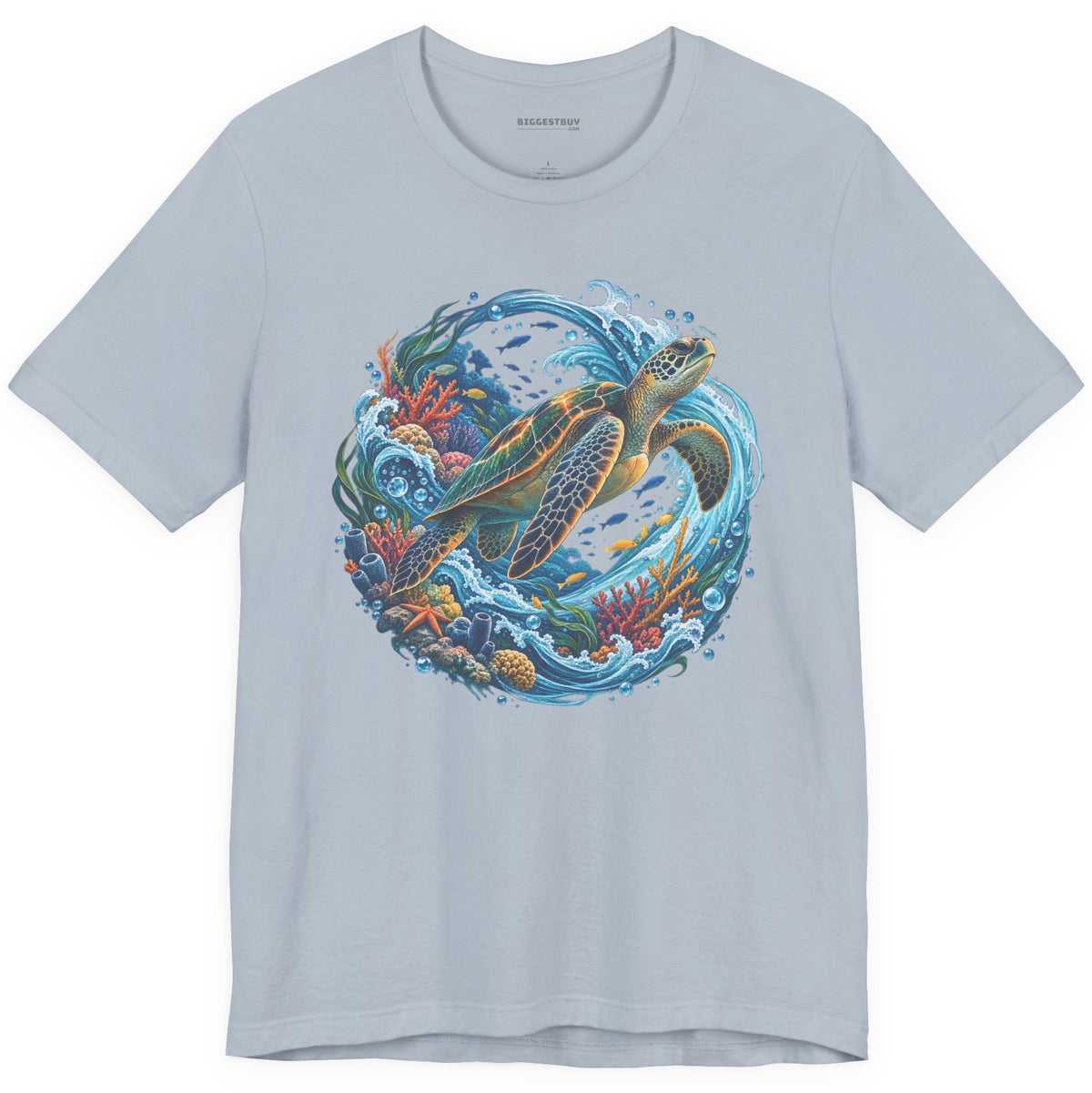Sea Serenade - Classic Jersey Tee in Light Blue, front view