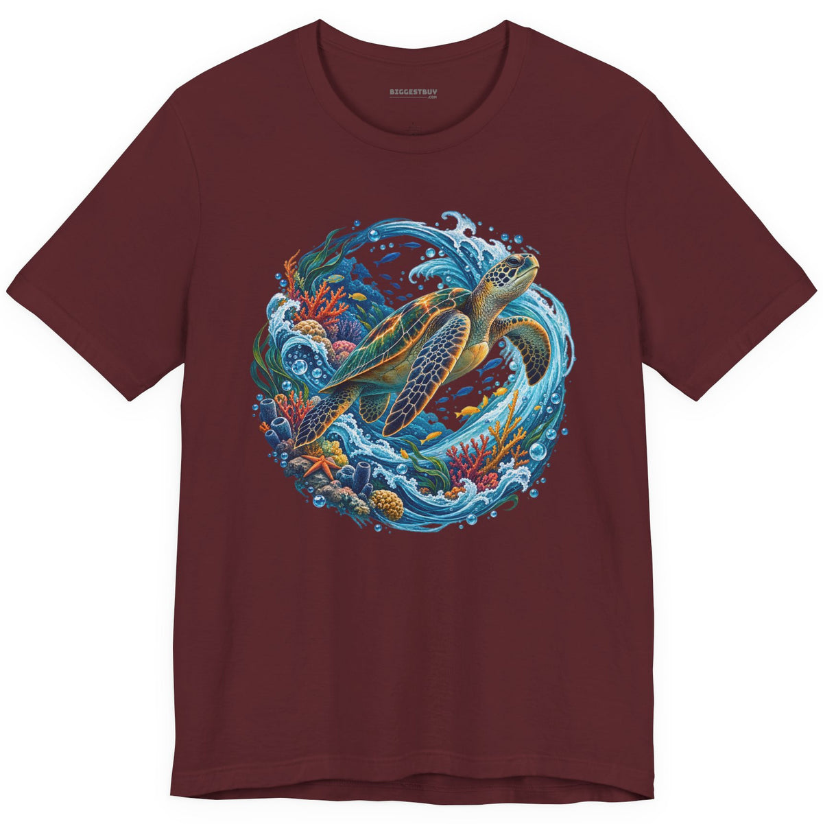 Sea Serenade - Classic Jersey Tee in Maroon, front view
