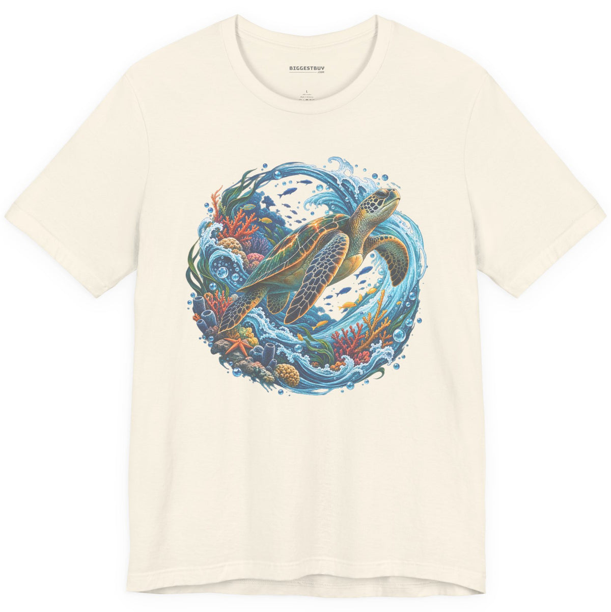 Sea Serenade - Classic Jersey Tee in Natural, front view
