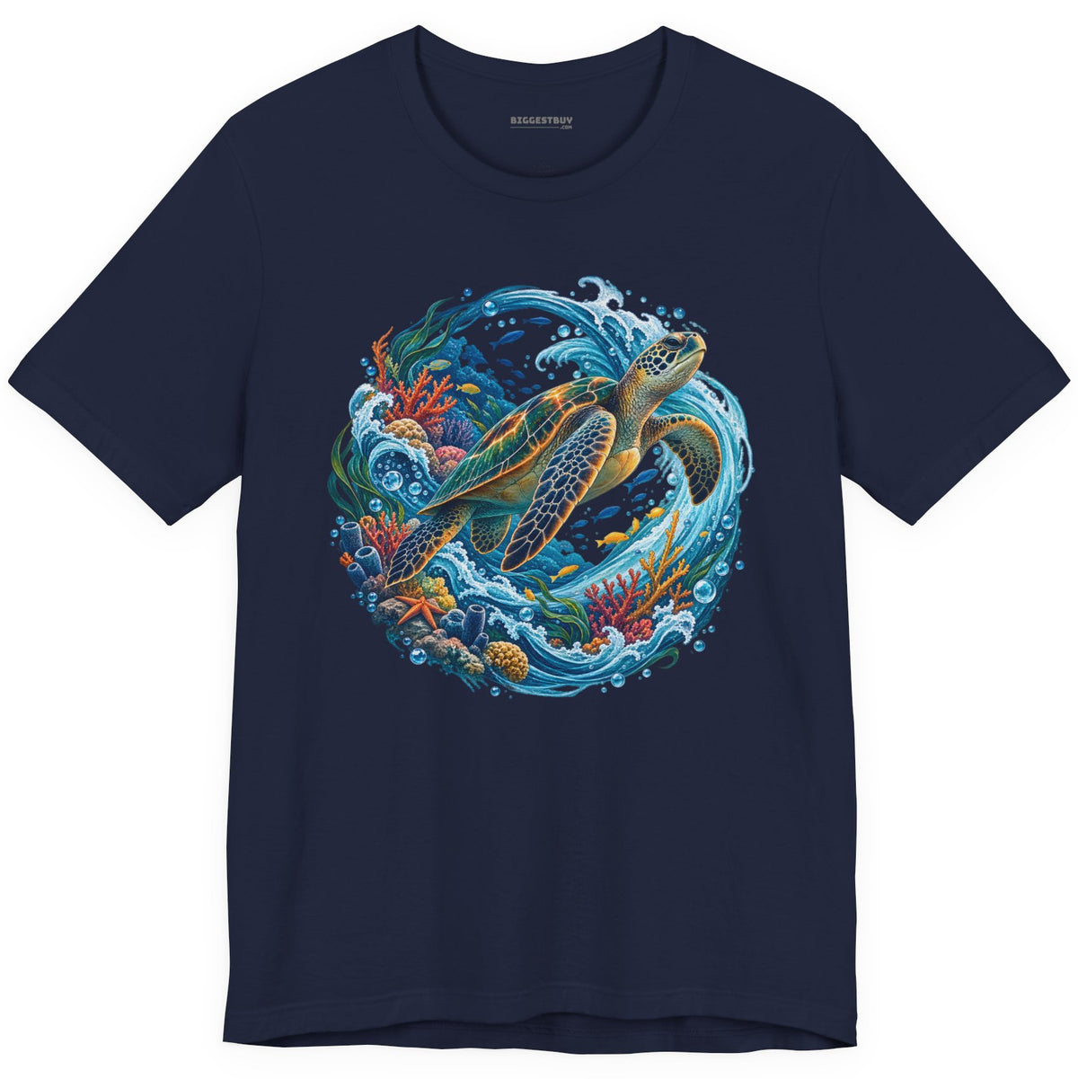 Sea Serenade - Classic Jersey Tee in Navy, front view