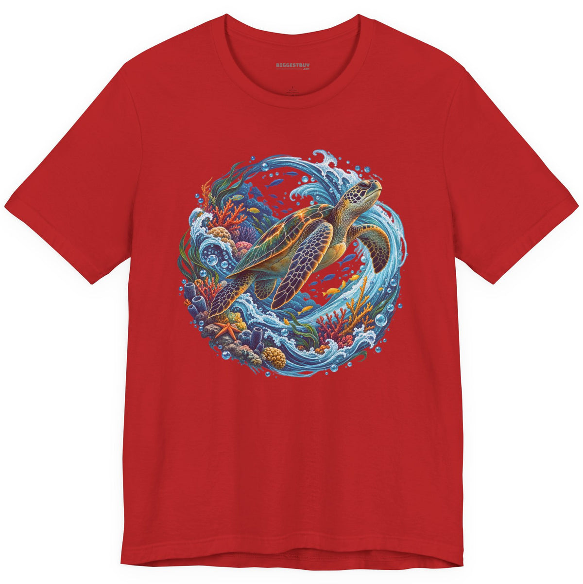 Sea Serenade - Classic Jersey Tee in Red, front view