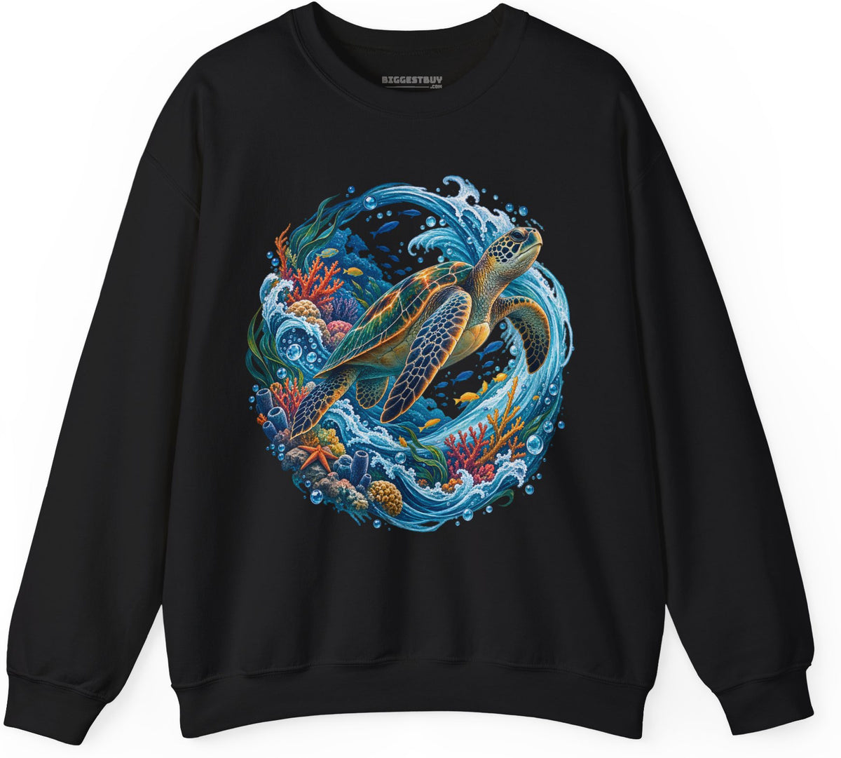 Sea Serenade - Crewneck Sweatshirt in Black, front view