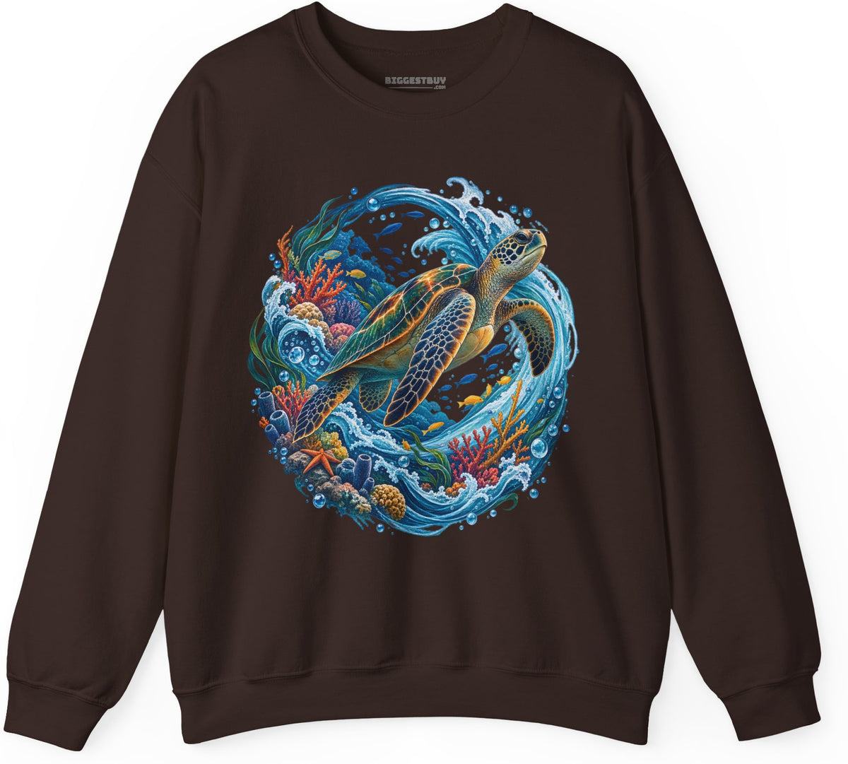 Sea Serenade - Crewneck Sweatshirt in Dark Chocolate, front view